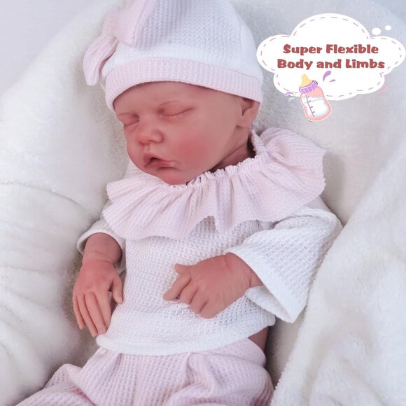 18.1in Full Silicone nude Reborn Baby Dolls BOY Lifelike Sleeping Reborn Doll - Picture 4 of 7